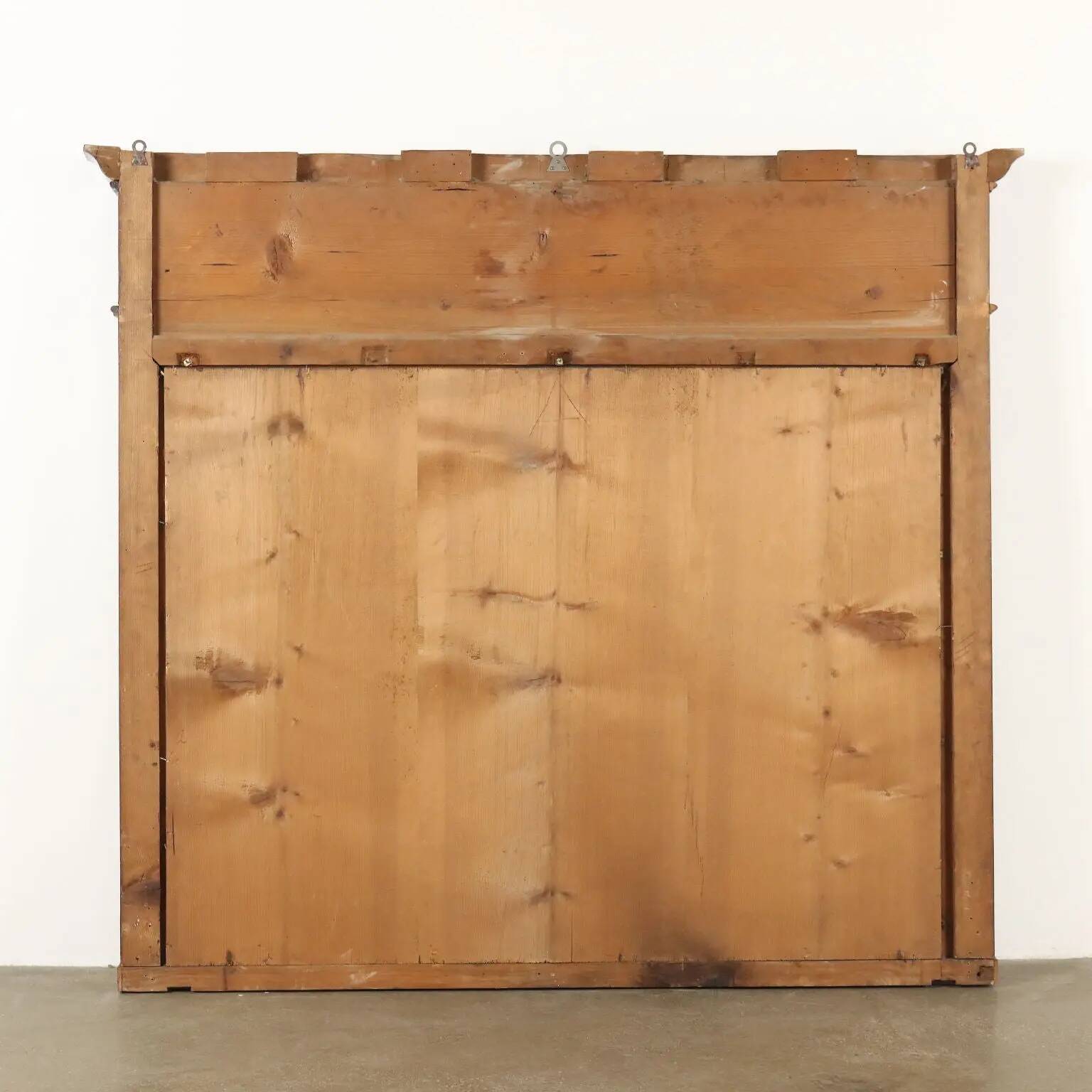 Antique Empire fireplace mirror in mahogany with a bronze frame, Italy, 19th century.