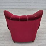 1960s, Danish relax armchair, original condition, red furniture velour.