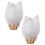 Set of 2 Florence, elegant Murano wall light transparent leaves, 1970