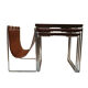 Brabantia rosewood tables with leather magazine holder 1960