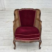 1950s, Danish armchair, furniture velour, ash wood,, mesh.