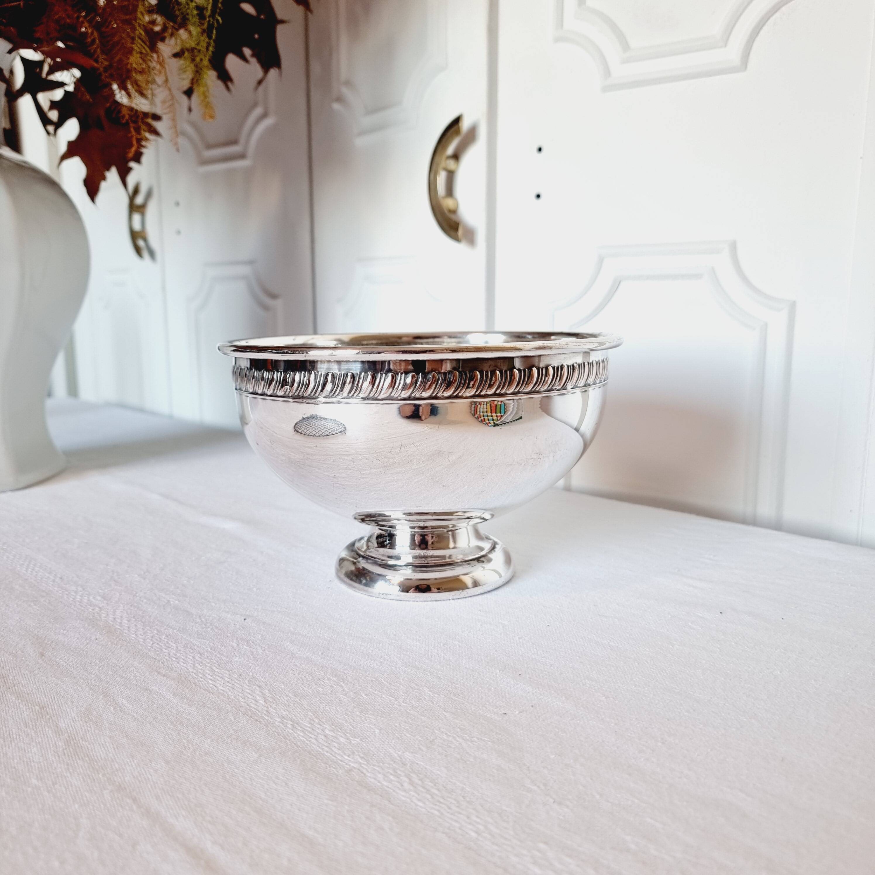 Large silver plated vase or quilted flower vase from the 1950s