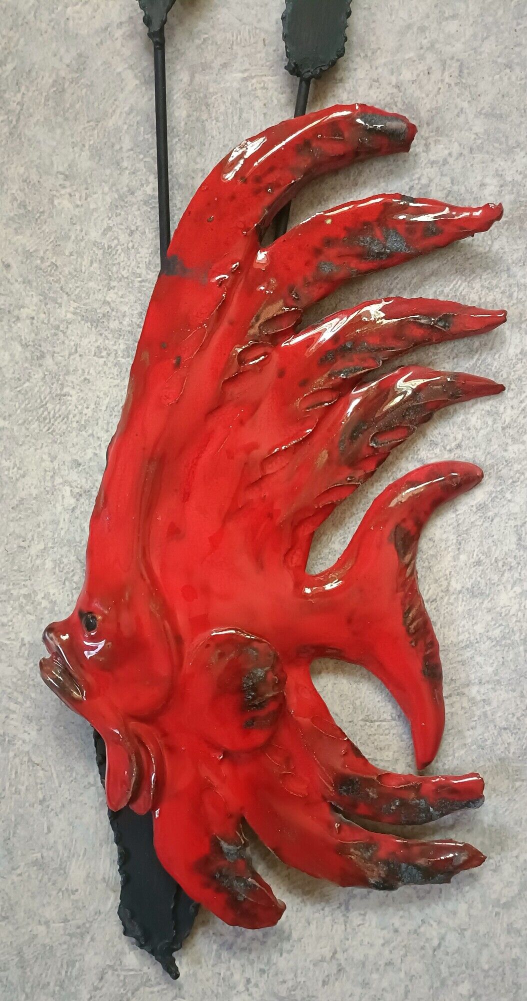 Wall decoration Vintage fish in Ceramic and metal