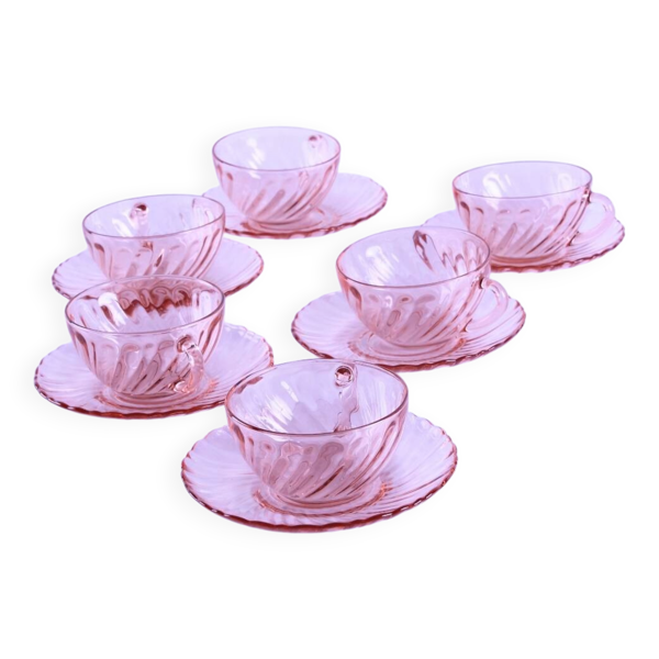 Service à café verre rose rosaline