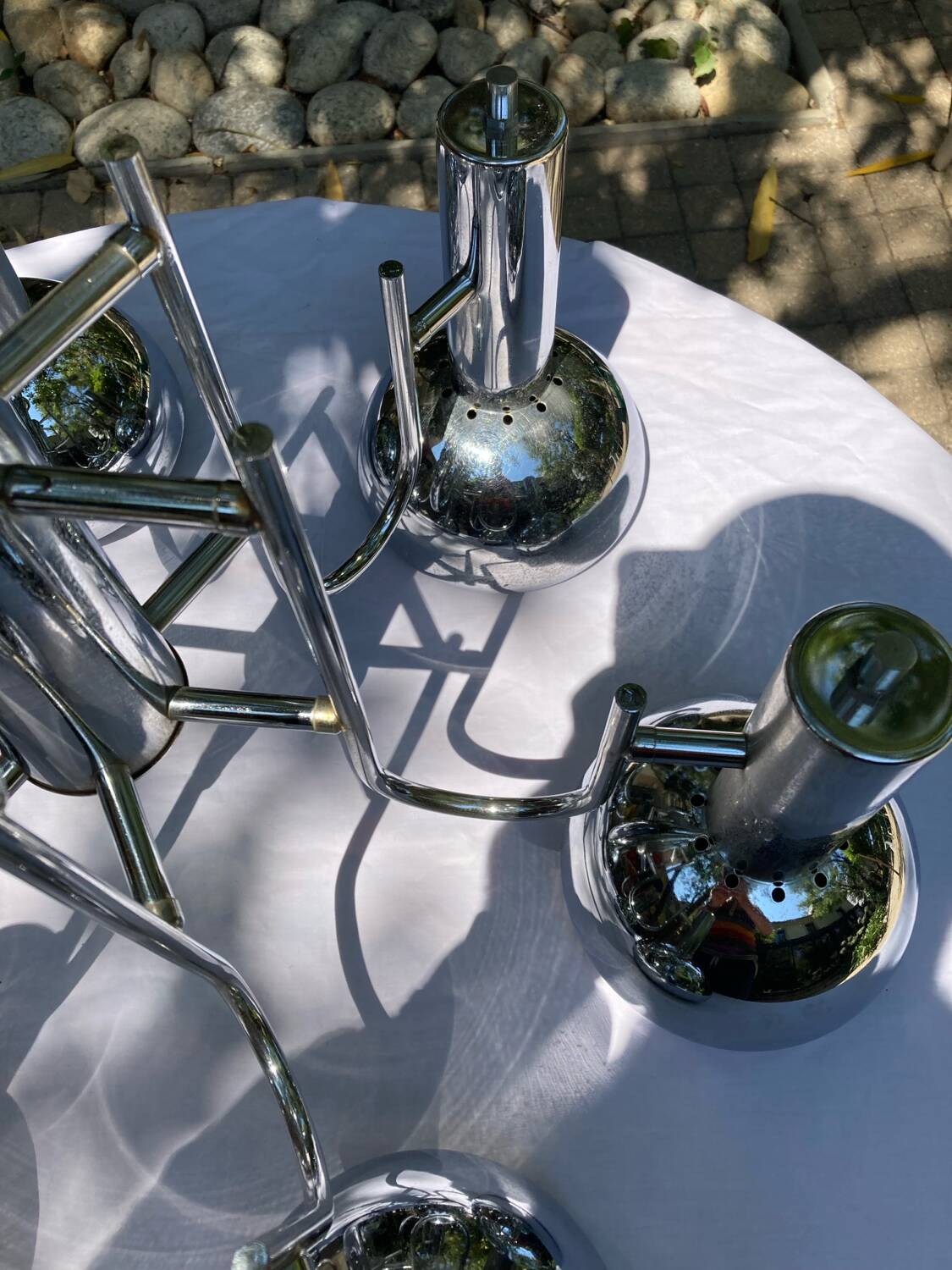 6-lamp vintage 70'S chrome pendant light