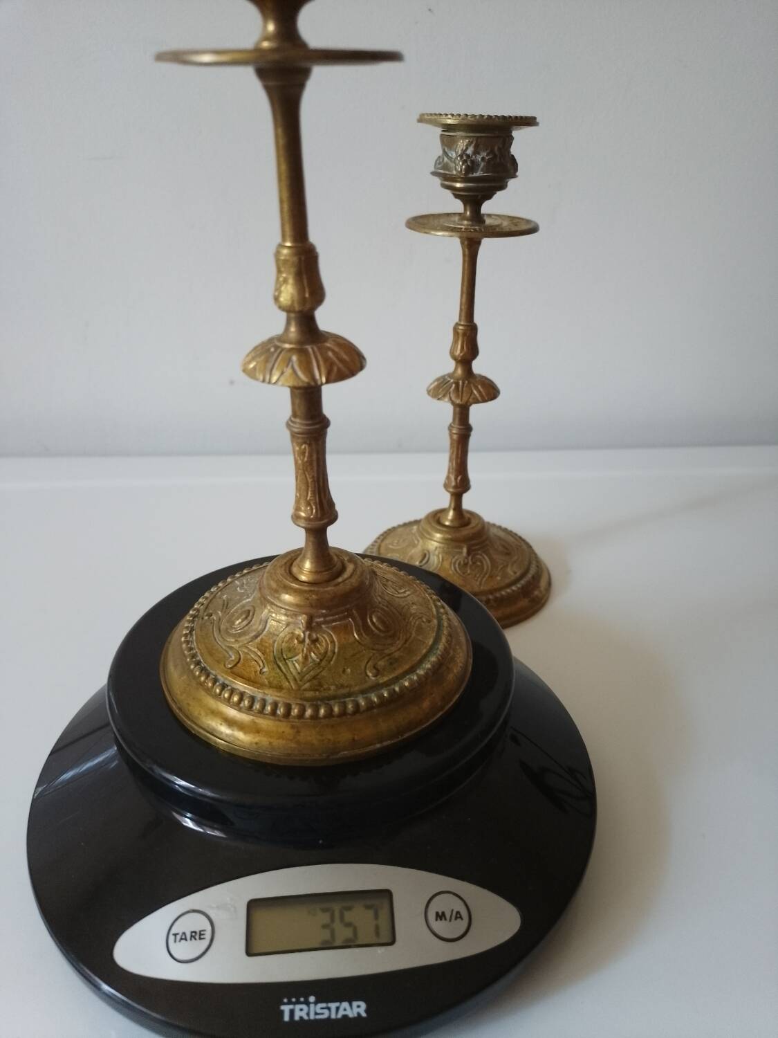 Brass collared candle holders