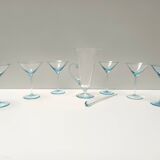 Coffret à cocktail en verre de Murano bleu clair composé de 6 verres et d'un pichet par La Murrina