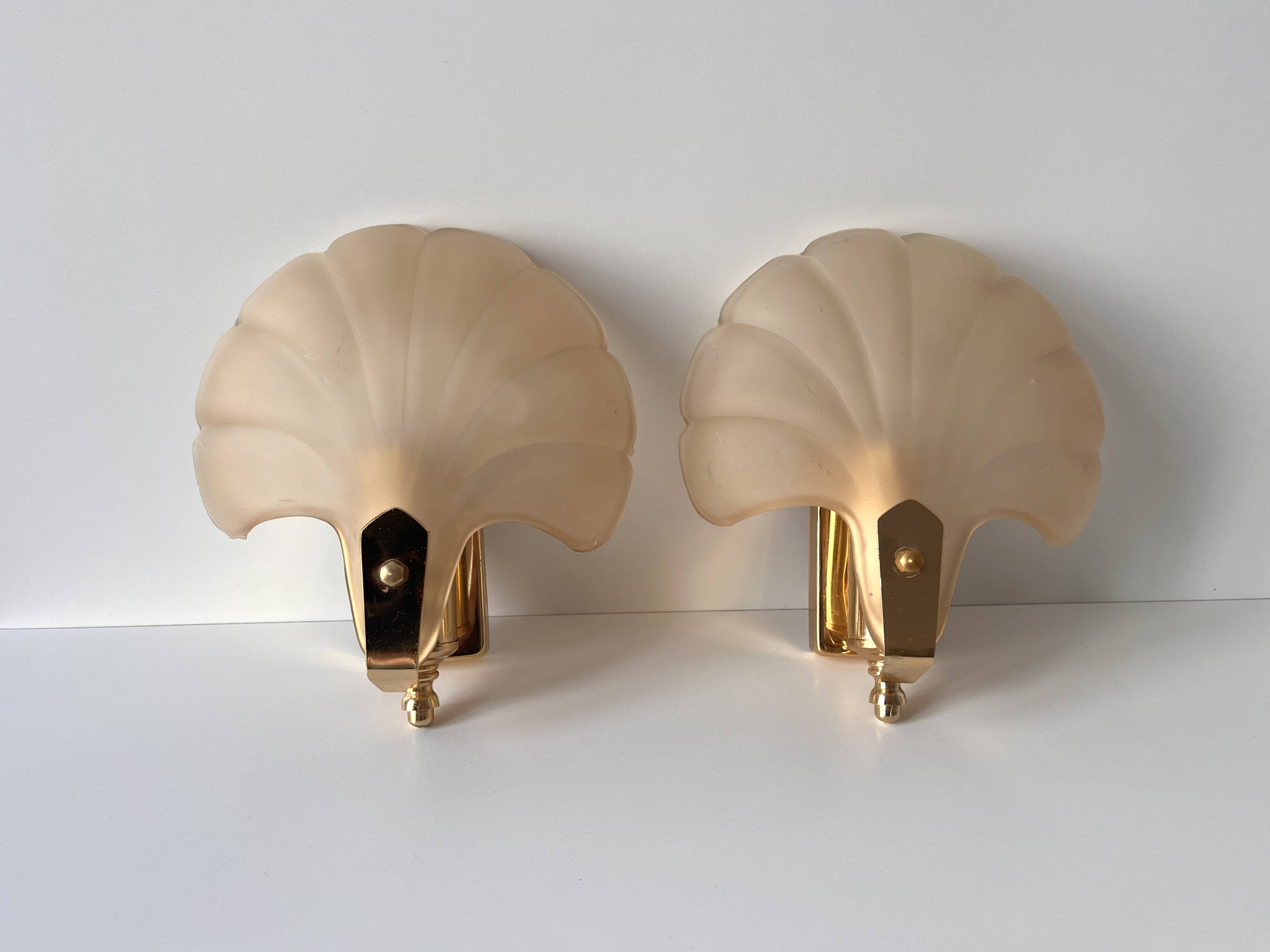 Appliques murales coquillages en verre vintage, lampes style art nouveau