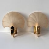 Appliques murales coquillages en verre vintage, lampes style art nouveau