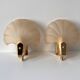 Vintage glass shell wall sconces, Art Nouveau style lamps.