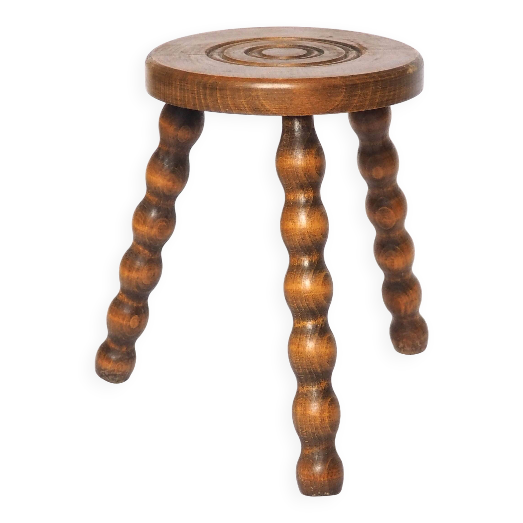 Beaded wooden tripod stool