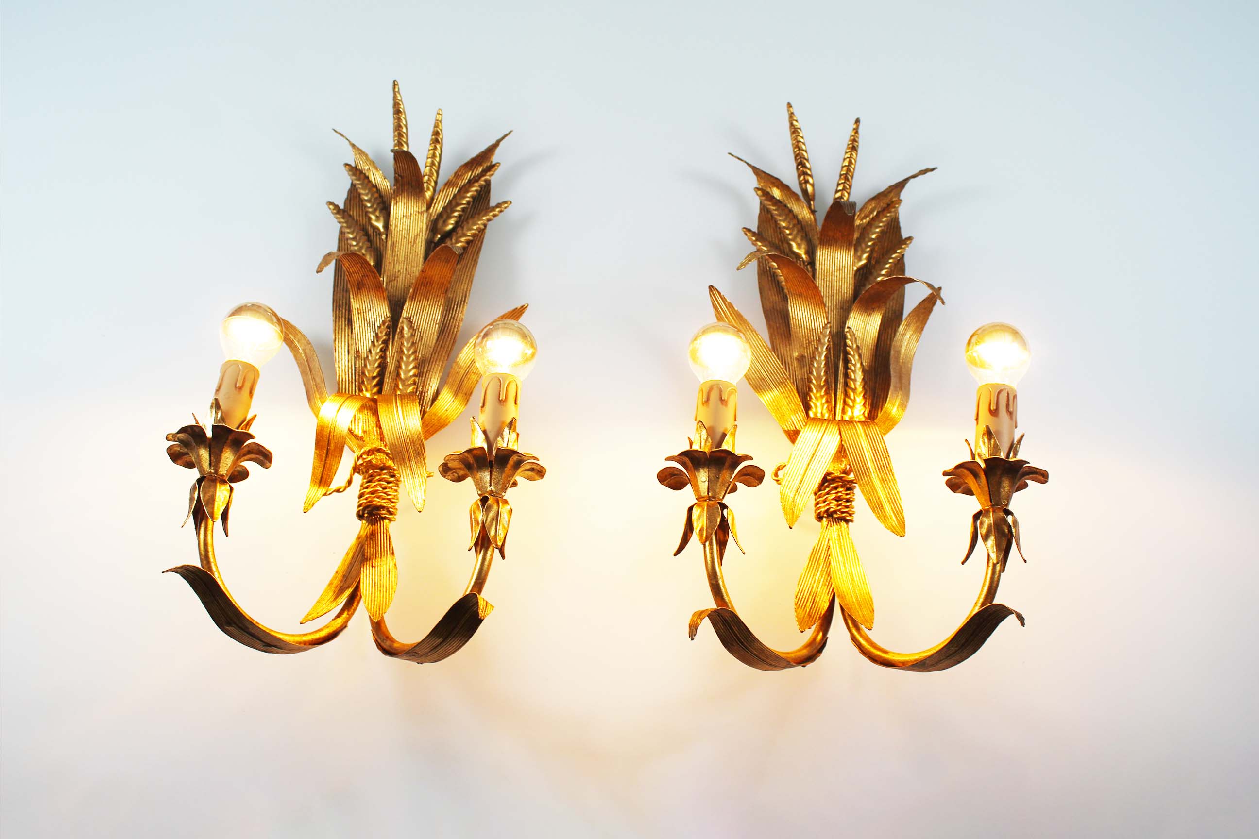 Large pair of Gilded Florentine Sconces by Hans Kögl
