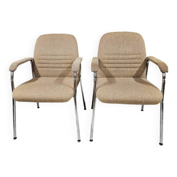 Paire de fauteuil Sedus laine bouclette vintage des années 1970