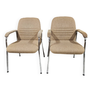 Paire de fauteuil Sedus laine bouclette vintage des années 1970"