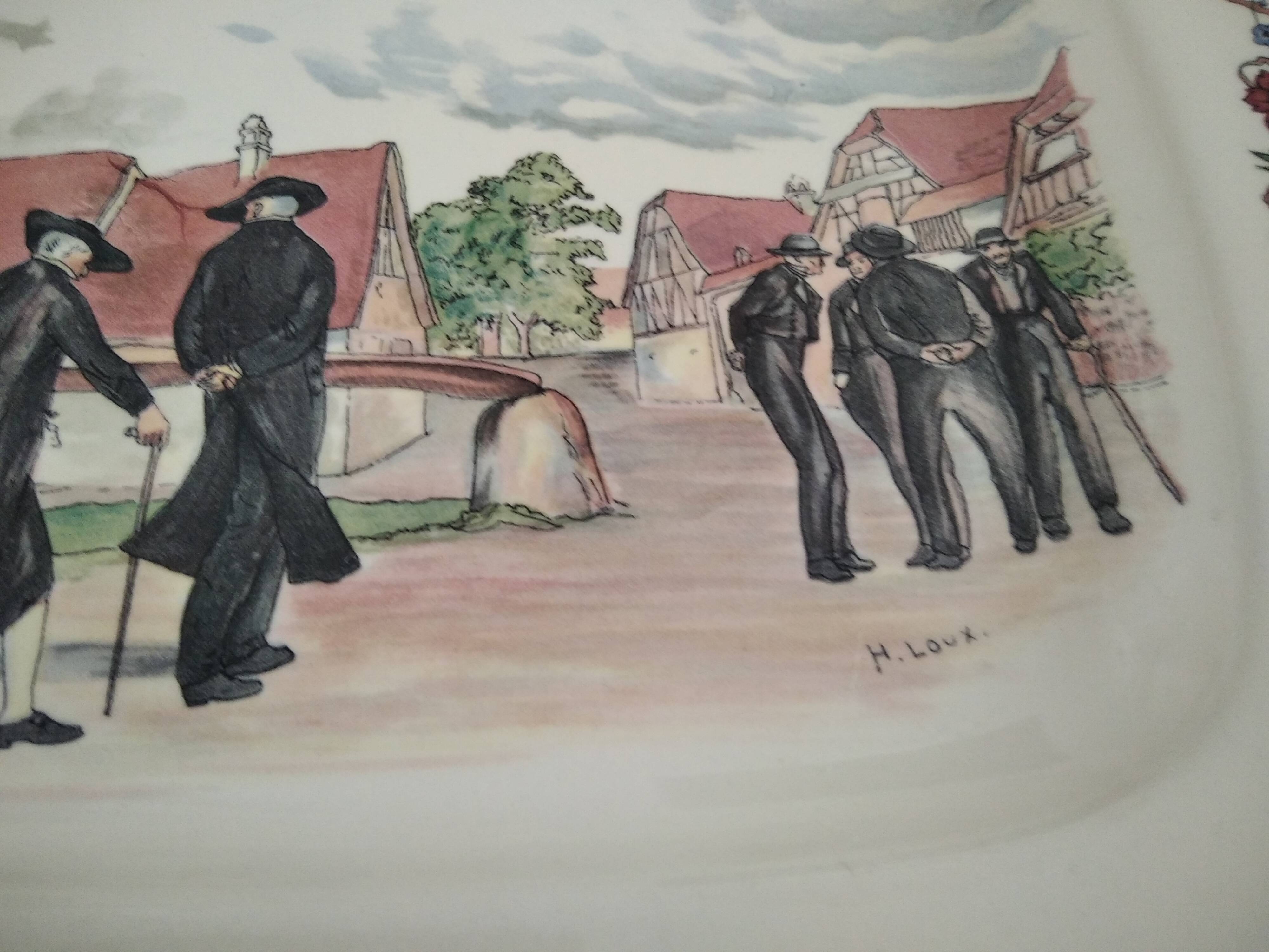 Obernai décor service dish by Henri Loux