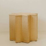 Small star-shaped side table in cream-colored rattan