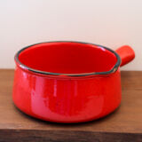 Vintage poelon in bright red glazed ceramic