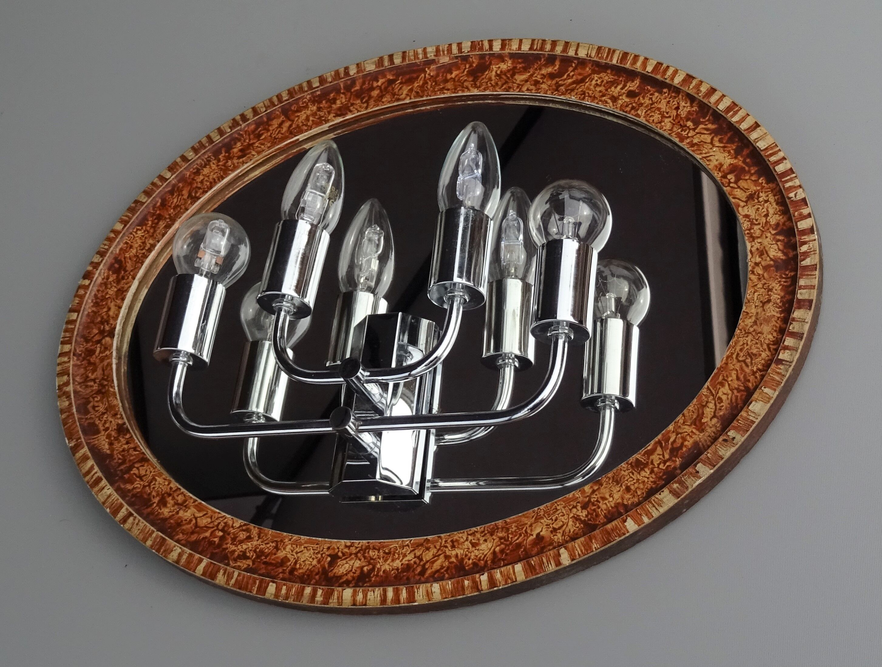 Chrome metal torch lamp 1970