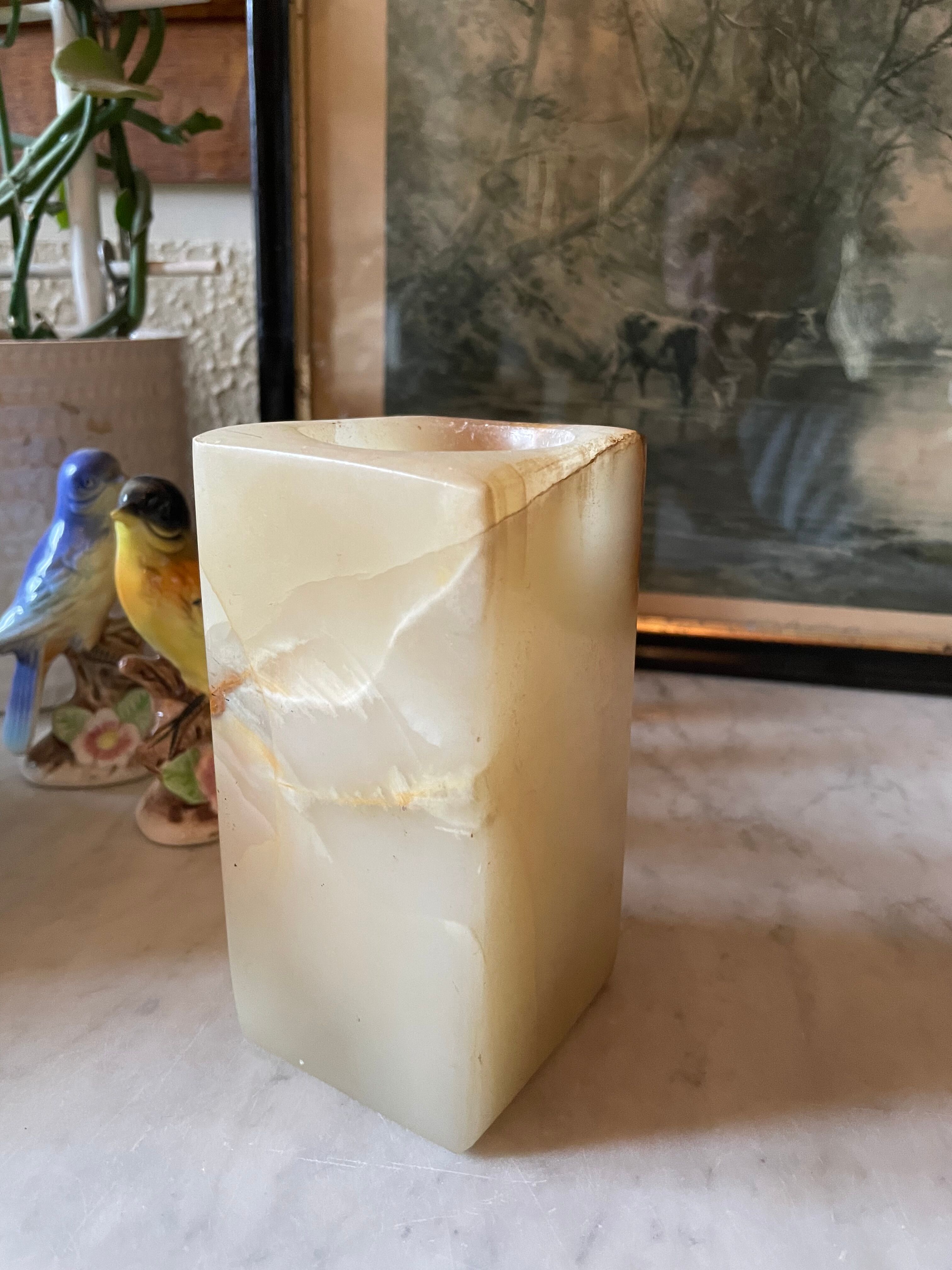 Rectangular alabaster vase