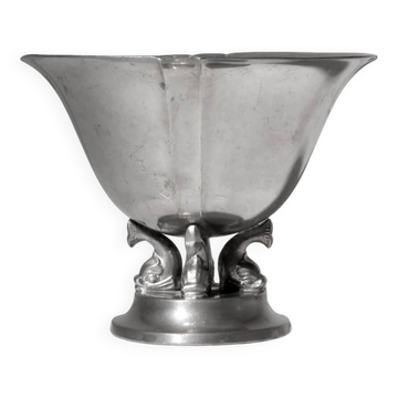Art Deco Pewter Dolphins Bowl From GAB, 1935, Sweden