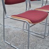Set of 6 wool and chrome chairs from the 70s