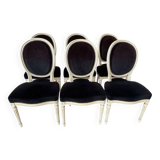 Set of 6 Louis XVI style chairs in patinated wood