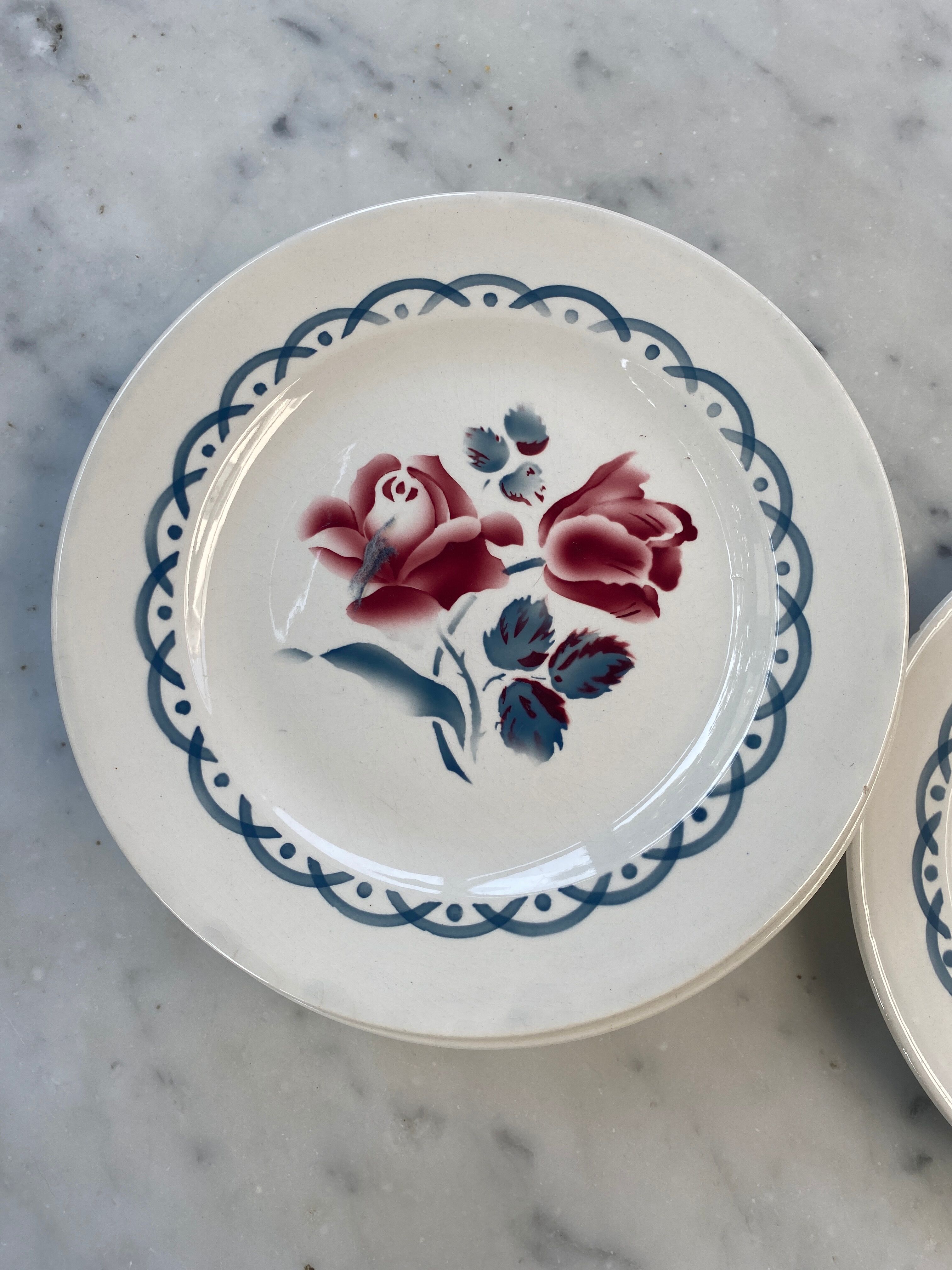 Set of 8 flat plates Digoin Sarreguemines Cannes