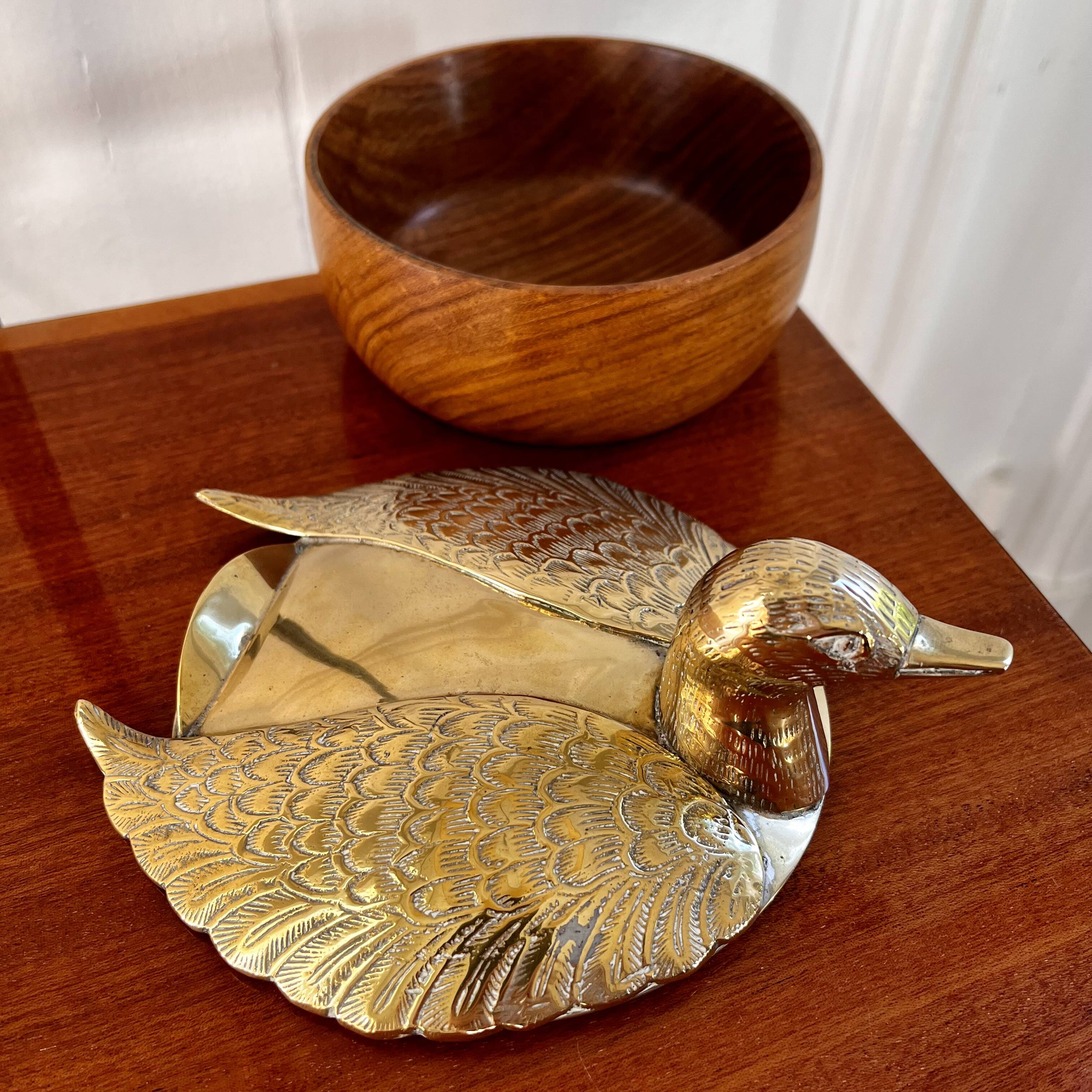 Brass duck wooden box