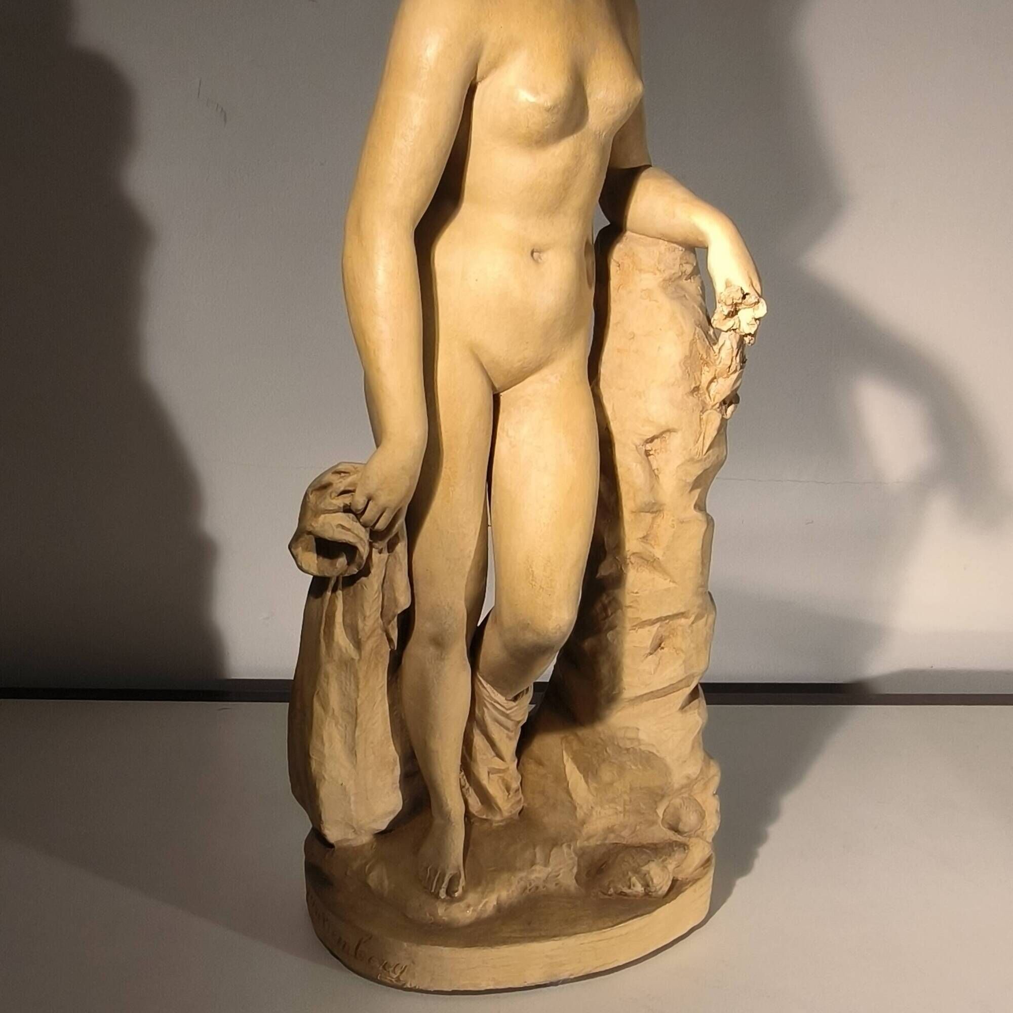Charles van oemberg 'venus' sculpture of a female nude with drapery, terracotta, c.