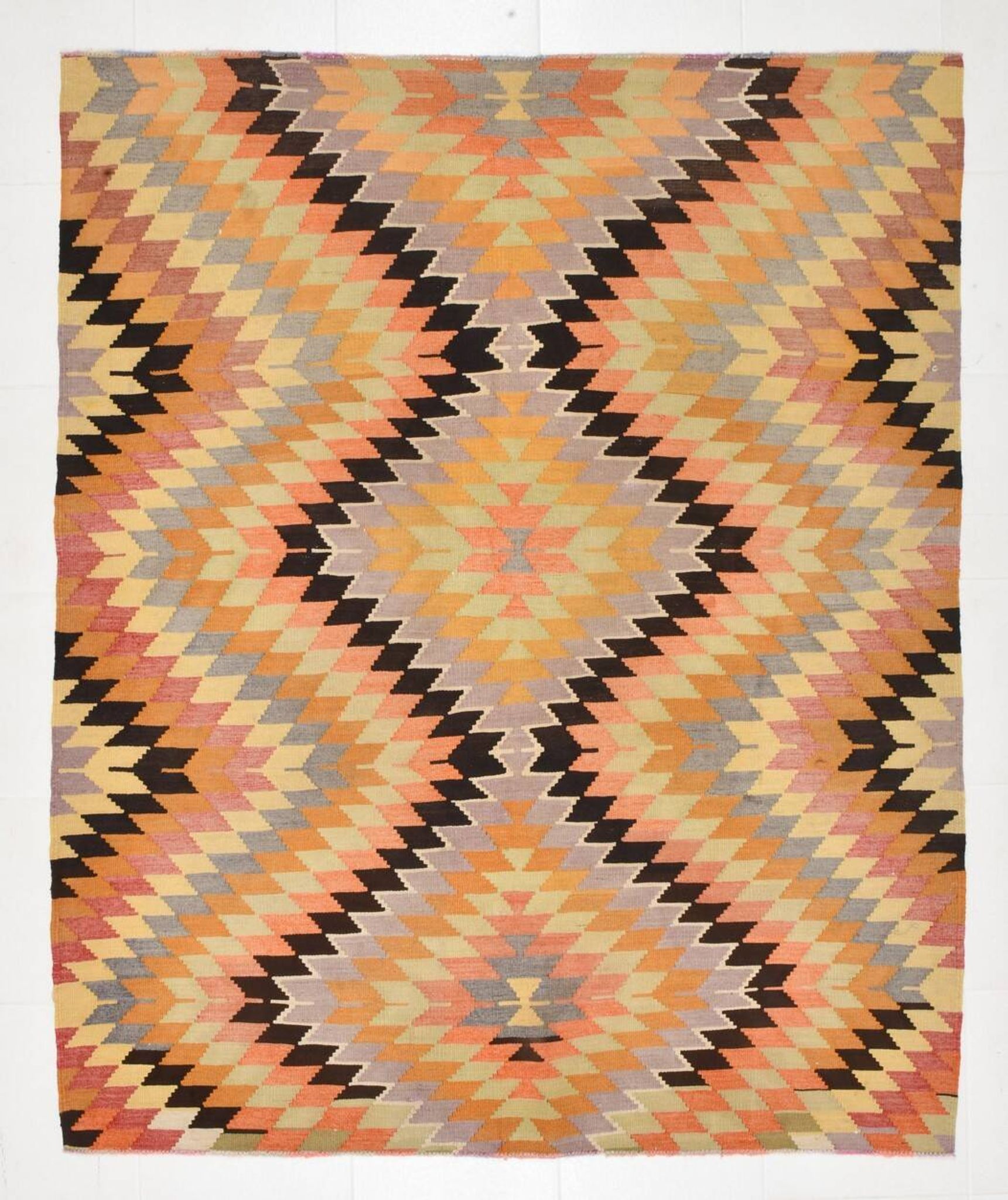 6x7 Faded Orange Area Handknotted Kilim Rug,