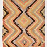 6x7 Faded Orange Area Handknotted Kilim Rug,