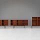 Ensemble de trois cabinets en teck du milieu du siècle, Belgique, années 1960.