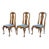 Chaises en noyer anglais vintage, années 1920, ensemble de 3