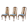 Vintage English Walnut Chairs, 1920s, Set of 3