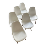 Set of 6 white Vitra chairs