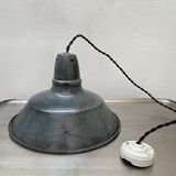 Dark grey enamelled hanging lamp