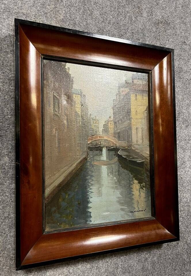 Giuseppe VIGANO: oil on canvas view of Venice circa 1930-1940