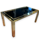 Table de salon en laiton doré et verre noir par le studio mercier pour liwan's