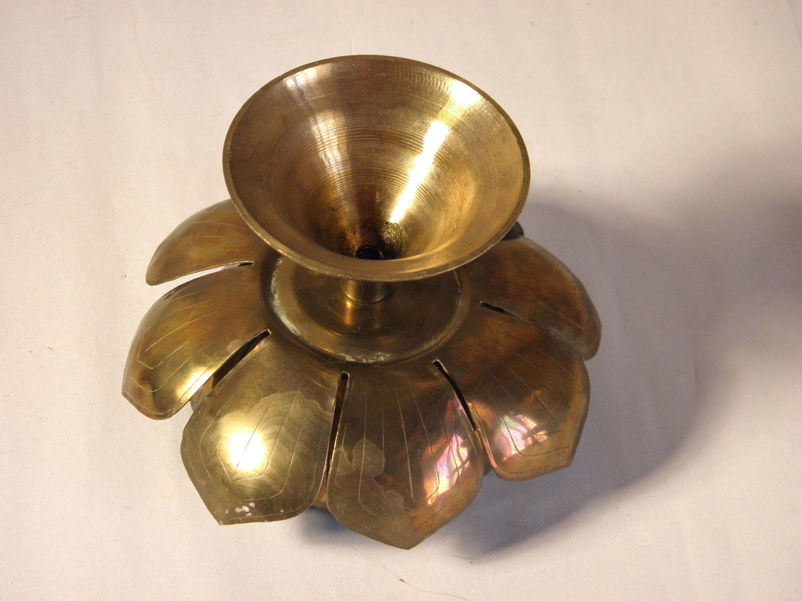 Brass " Lotus Flower " candlestick