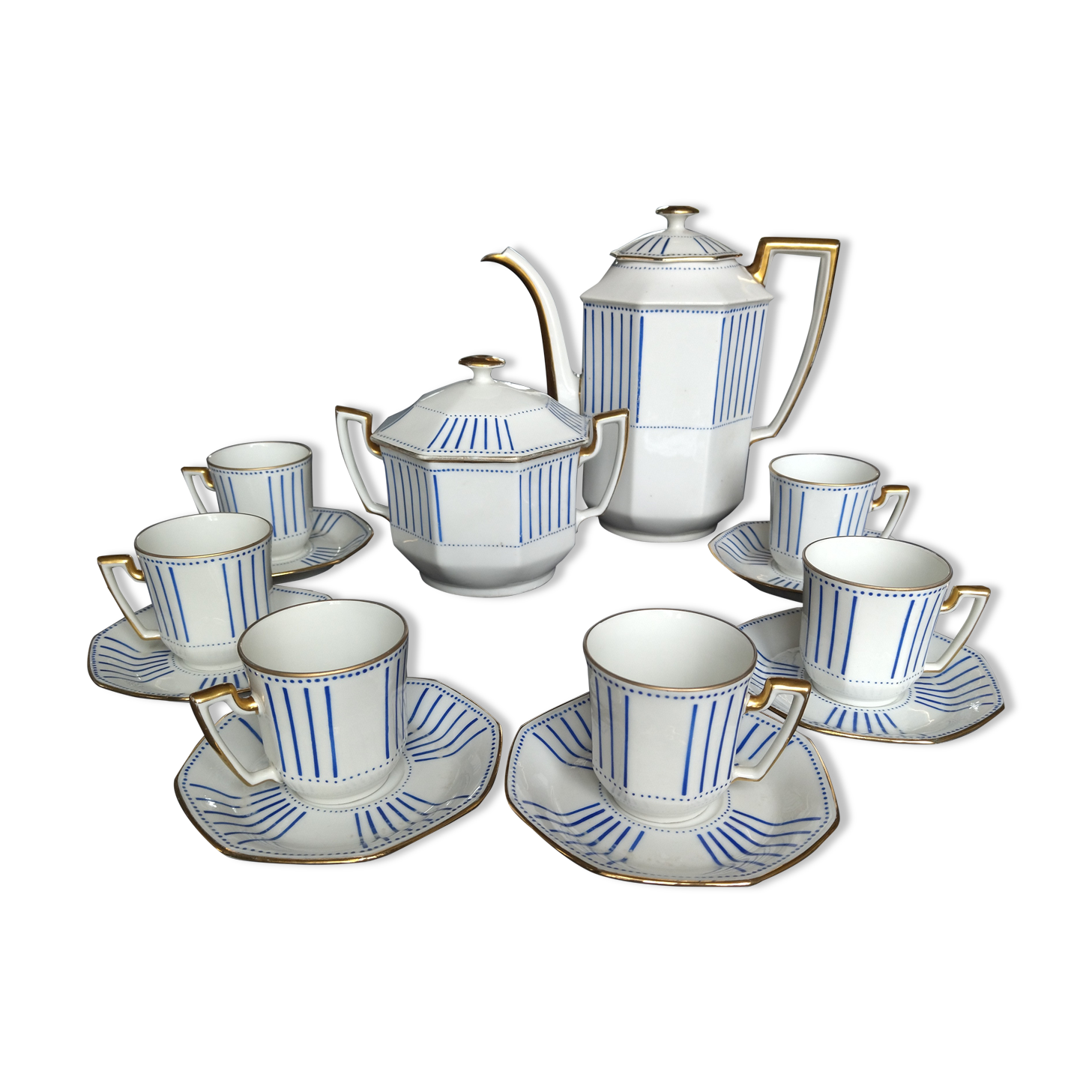 Service à thé en Porcelaine de Limoges F. Legrand and Cie art déco