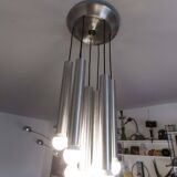 Aluminum waterfall ceiling light by Kaiser Idell / Leuchten, Germany, 1960s