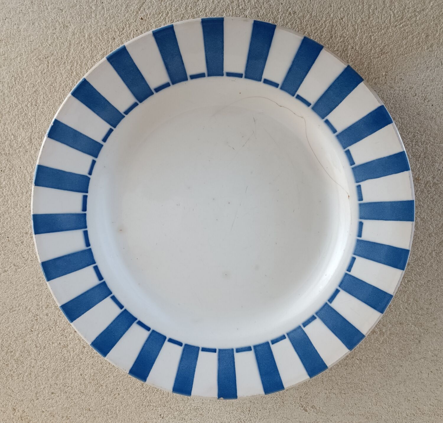 Digoin striped plate and bowl
