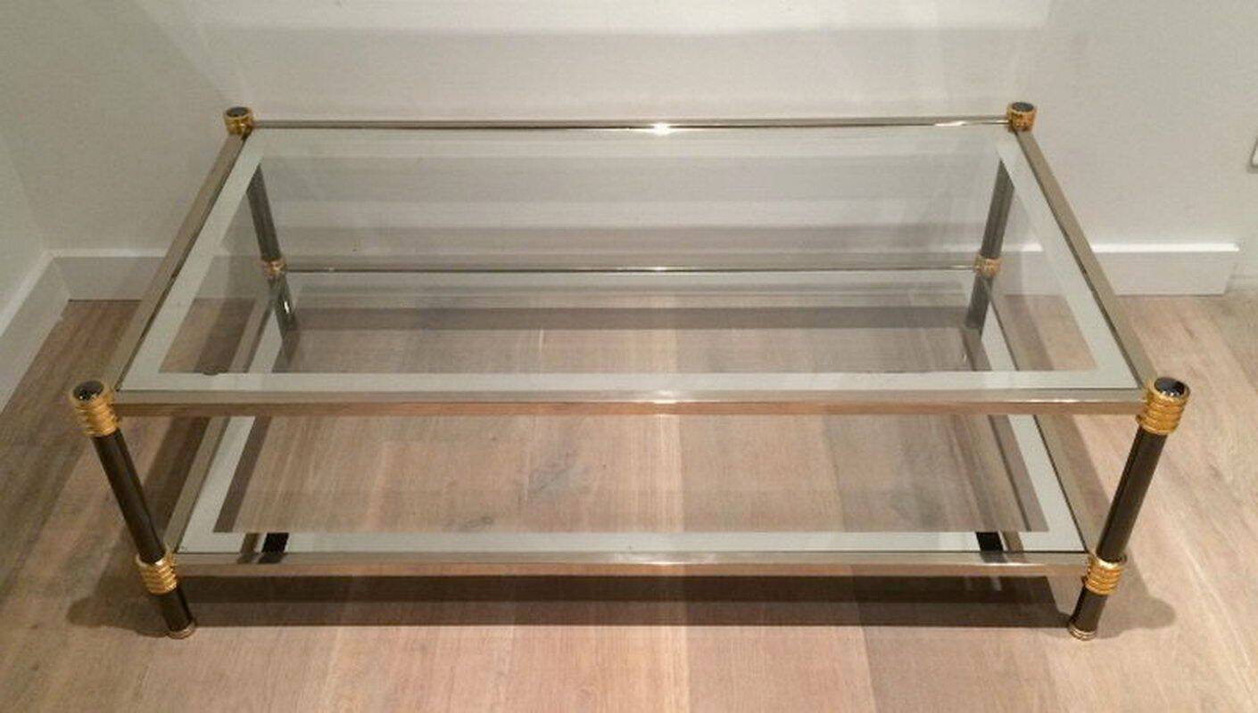 Coffee table with gunmetal patina and gilt metal