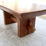 Scandinavian "Brutalist" Coffee Table, Japandi Style, Solid Teak, 20th Century