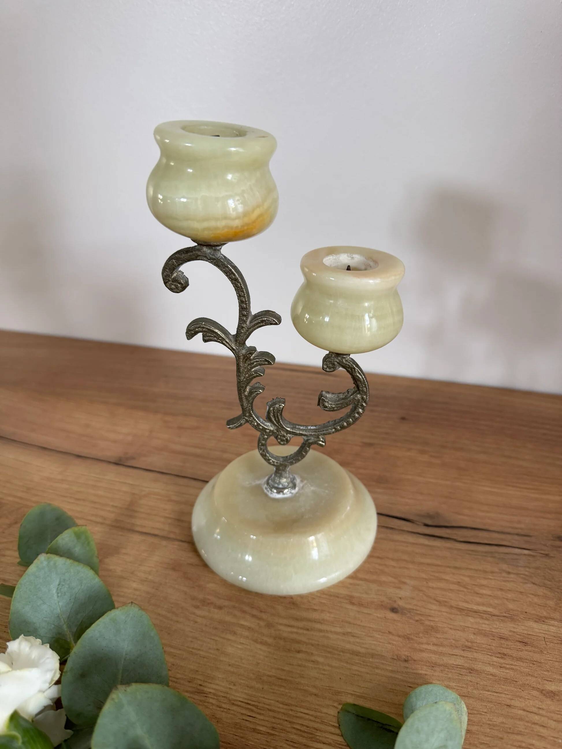 Brass onyx chandelier