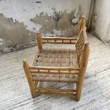 Moroccan wooden and rope armchair
