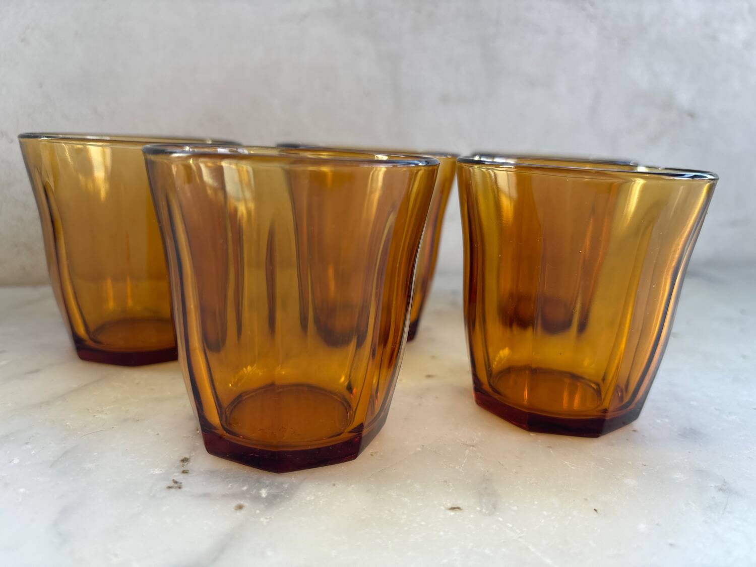 Set of 5 Vereco amber glasses