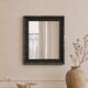 Vintage wooden and stucco mirror in patinated midnight blue with gold – baroque style – 51 ×