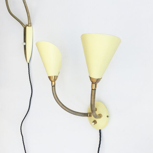 Danish yellow wall lamps from the 1950s