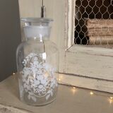 Engraved flask, floral pattern, bathroom decoration